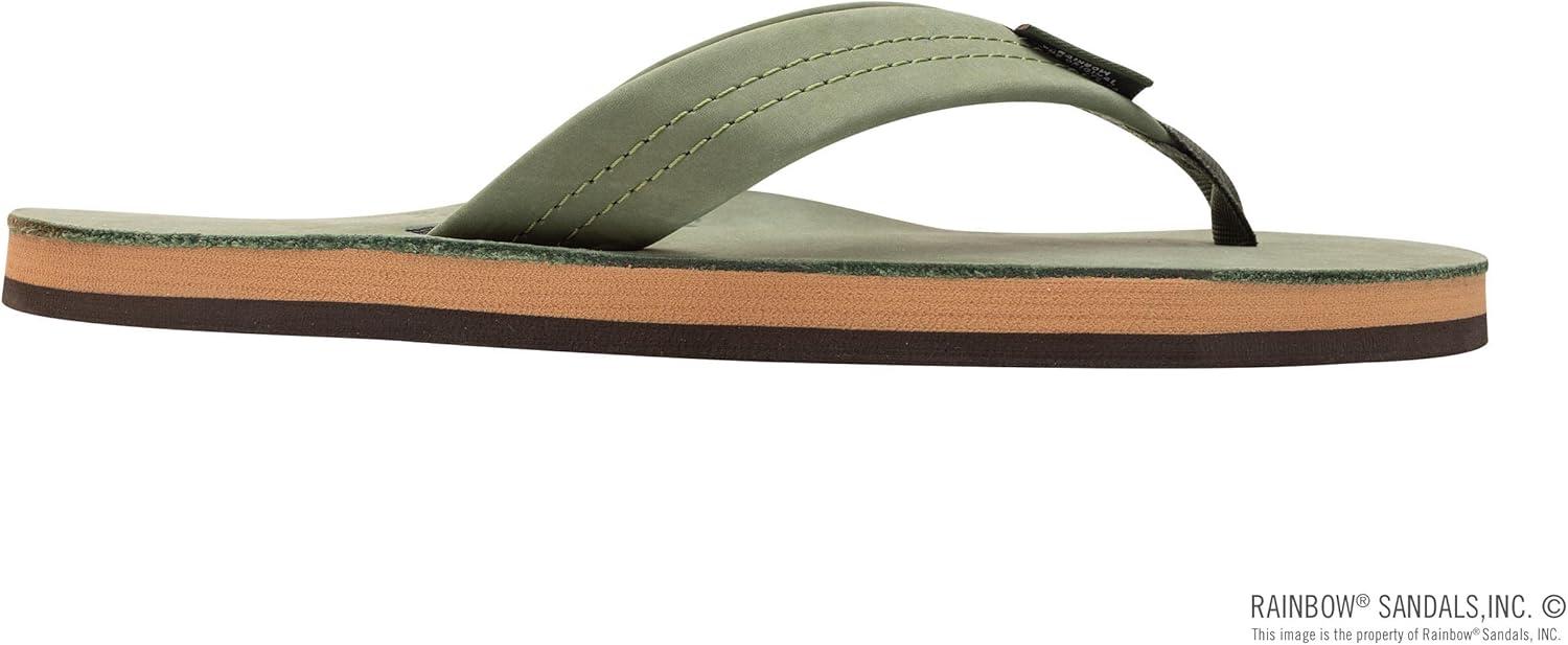 Rainbow Sandals Women’s Single Layer Premier Leather(Forest Green W/Fawn Midsole)