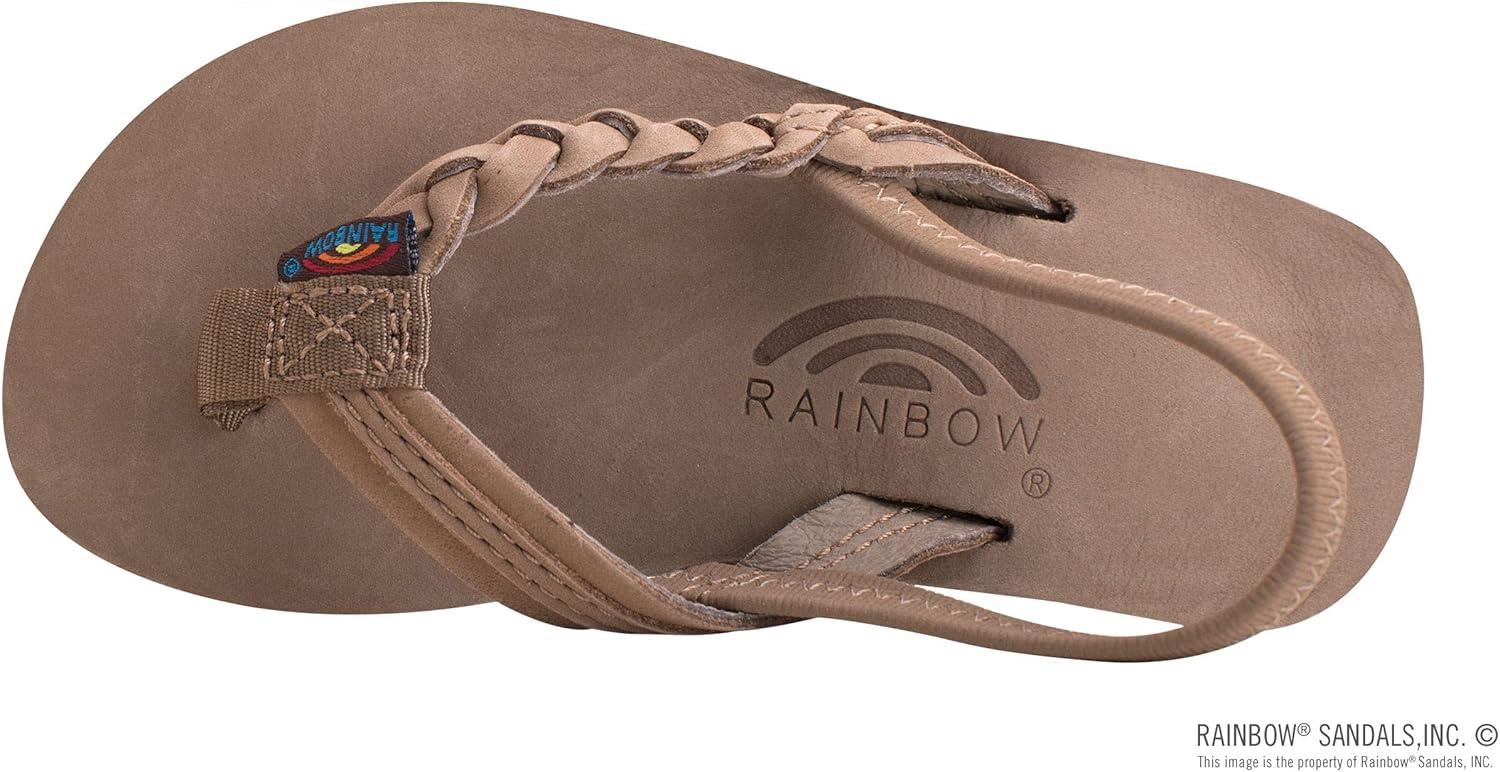Rainbow Sandals Kid’s Single Layer Premier Leather Flirty Braidy(Dark Brown With Backstrap)