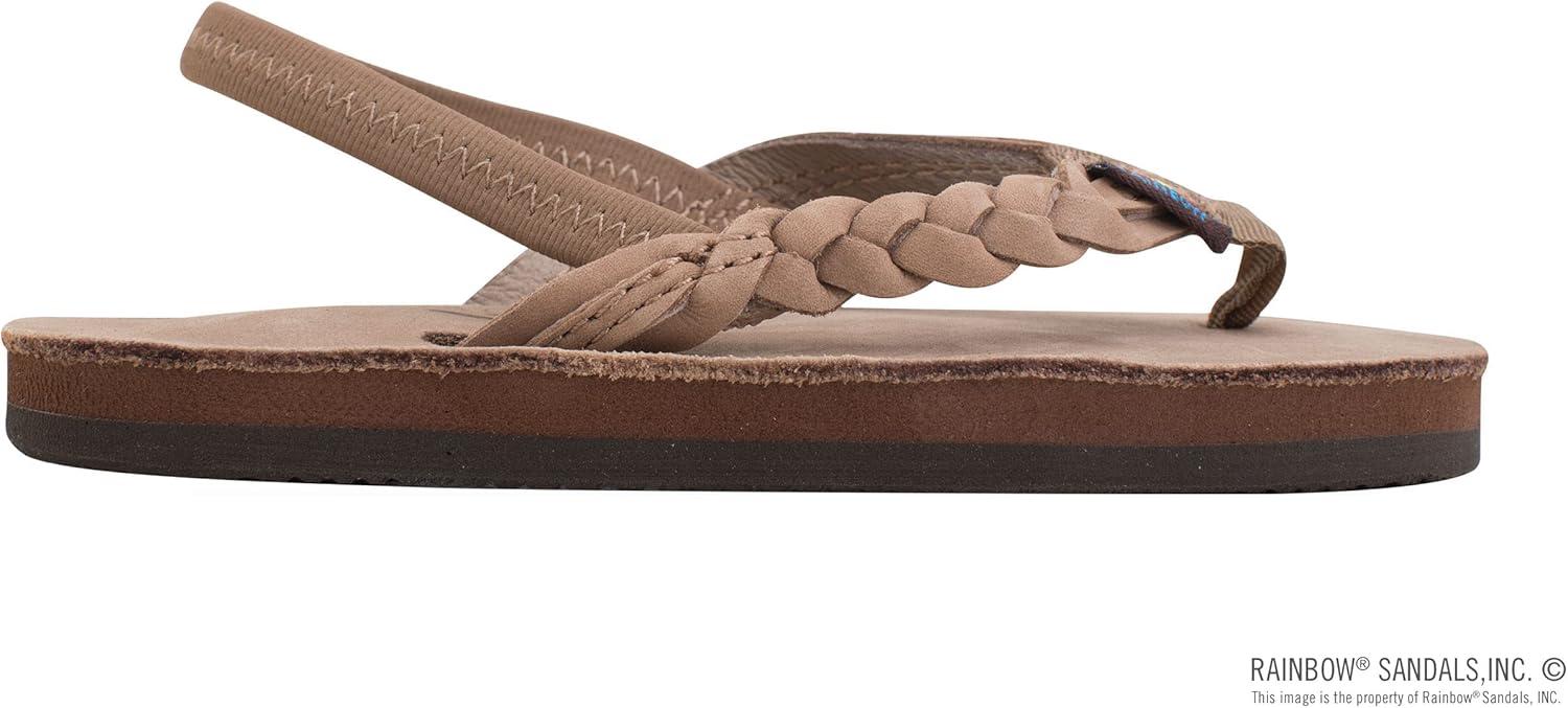 Rainbow Sandals Kid’s Single Layer Premier Leather Flirty Braidy(Dark Brown With Backstrap)