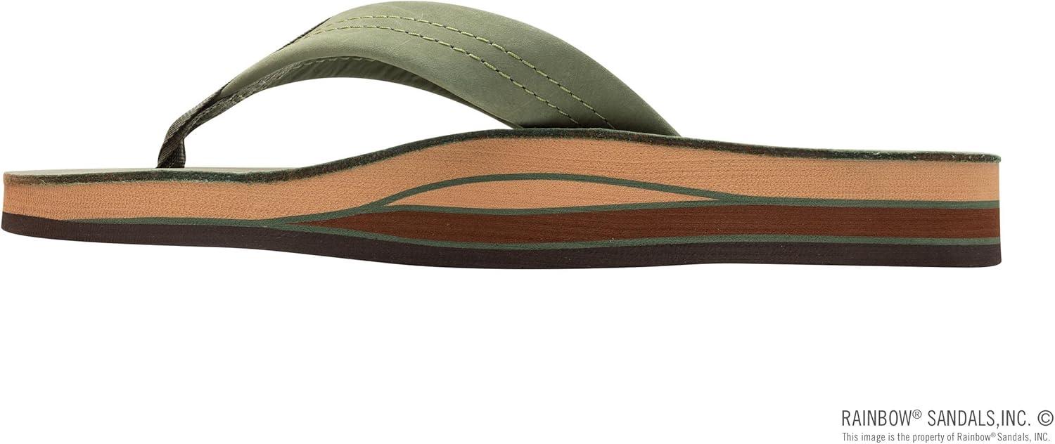 Rainbow Sandals Women’s Double Layer Wide Strap w/Arch(Forest Green W/Fawn Midsole)