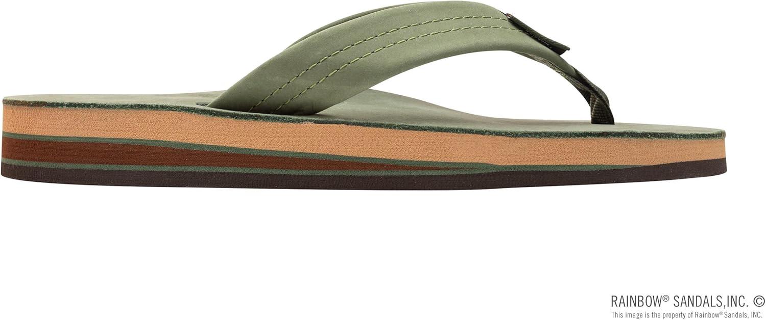 Rainbow Sandals Women’s Double Layer Wide Strap w/Arch(Forest Green W/Fawn Midsole)