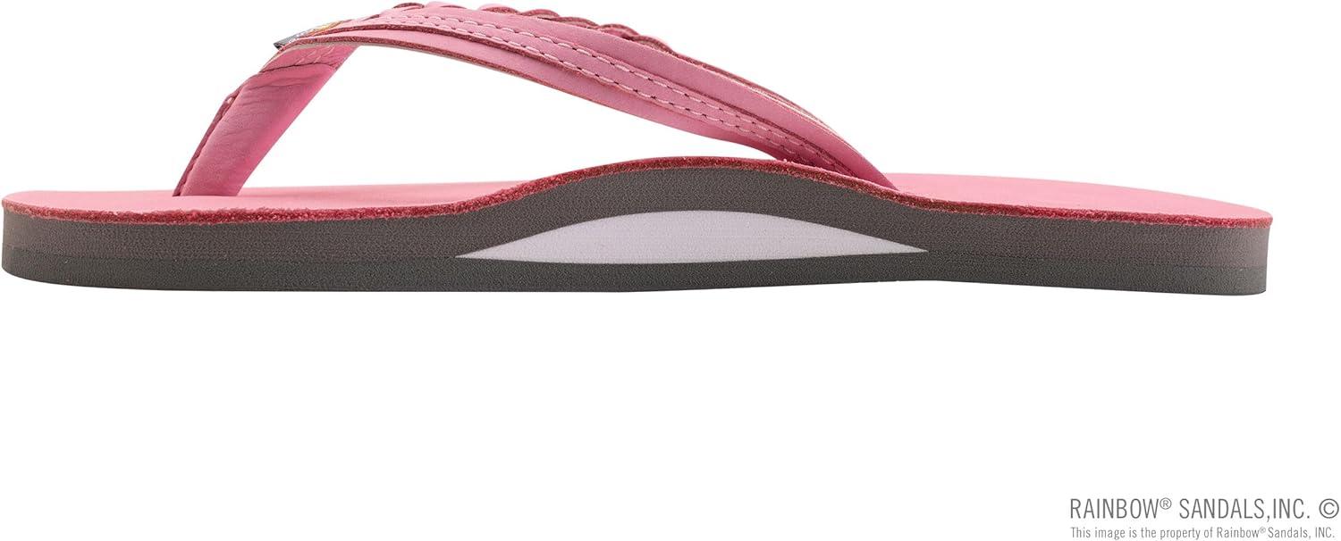 Rainbow Sandals Women’s Flirty Braidy Premier Leather w/Single Braided Strap(Pink/Grey)