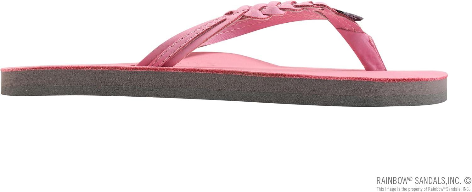 Rainbow Sandals Women’s Flirty Braidy Premier Leather w/Single Braided Strap(Pink/Grey)