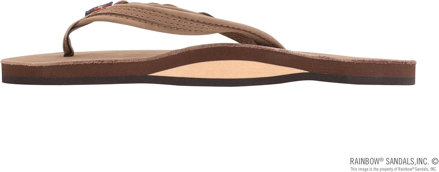 Rainbow Sandals Madison – Single Layer Arch Support with a Braid on a 1/2″ Narrow Strap(Dark Brown)