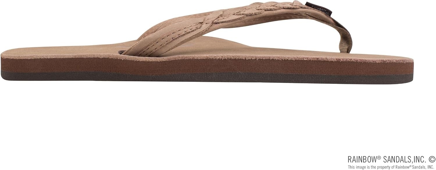 Rainbow Sandals Madison – Single Layer Arch Support with a Braid on a 1/2″ Narrow Strap(Dark Brown)