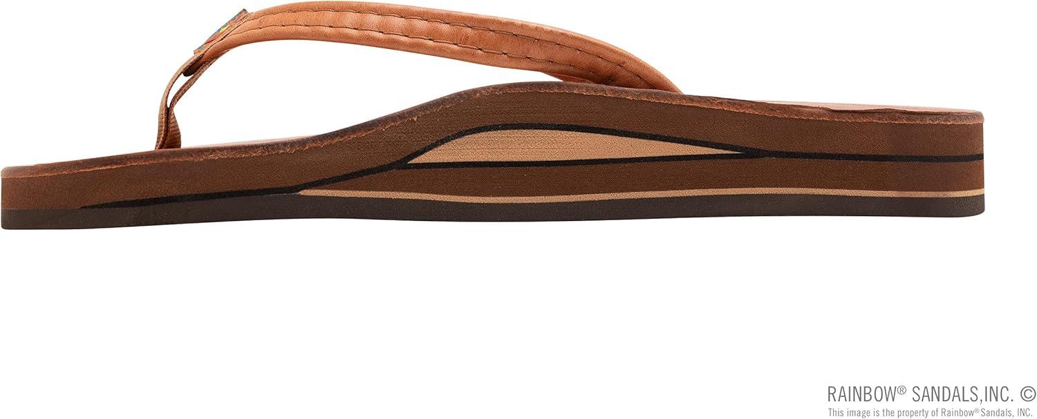 Rainbow Sandals Ladies Luxury Leather – Double Layer Arch Support with 1/2″ Narrow Straps(Tahitian Tan)