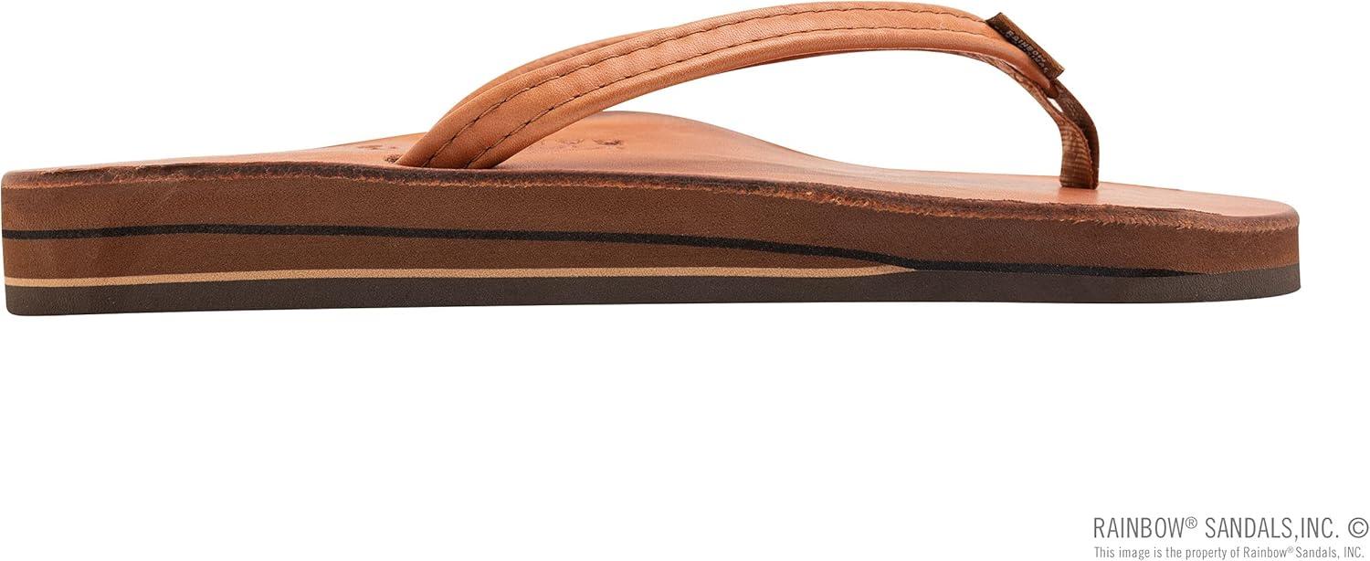 Rainbow Sandals Ladies Luxury Leather – Double Layer Arch Support with 1/2″ Narrow Straps(Tahitian Tan)