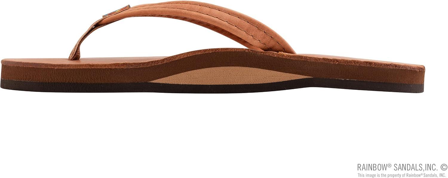 Rainbow Sandals Ladies Luxury Leather – Single Layer Arch Support With 1/2″ Narrow Strap(Tahitian Tan)