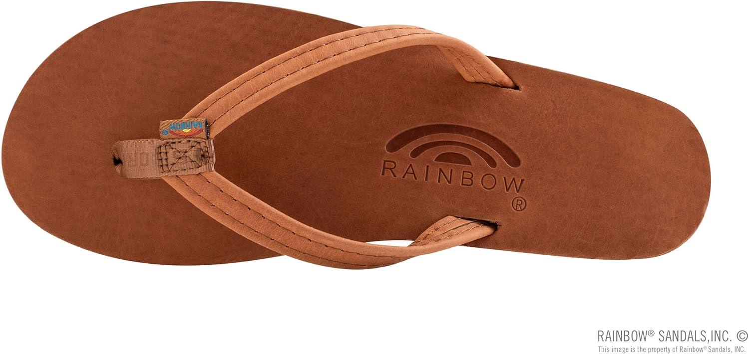 Rainbow Sandals Ladies Luxury Leather – Single Layer Arch Support With 1/2″ Narrow Strap(Tahitian Tan)