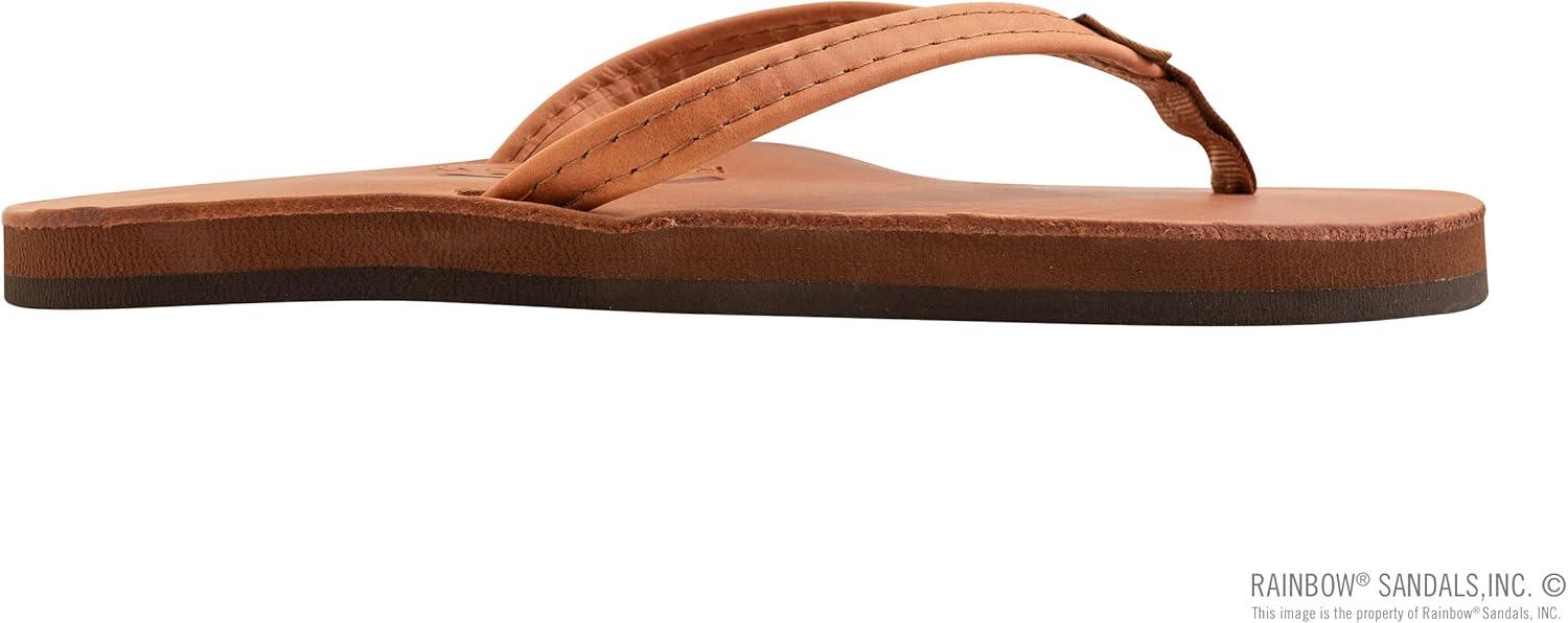 Rainbow Sandals Ladies Luxury Leather – Single Layer Arch Support With 1/2″ Narrow Strap(Tahitian Tan)
