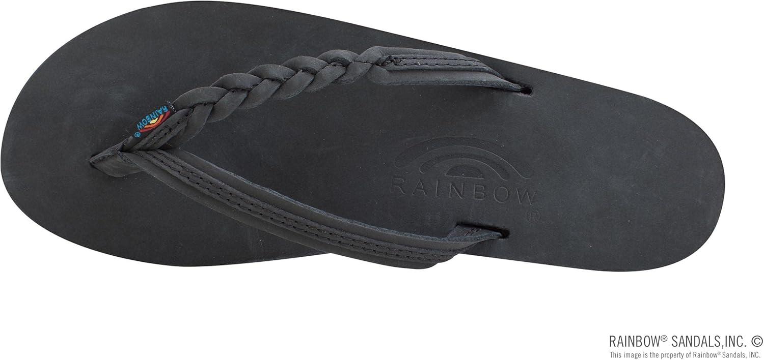 Rainbow Sandals Women’s Flirty Braidy Premier Leather w/Single Braided Strap(Premier Black)