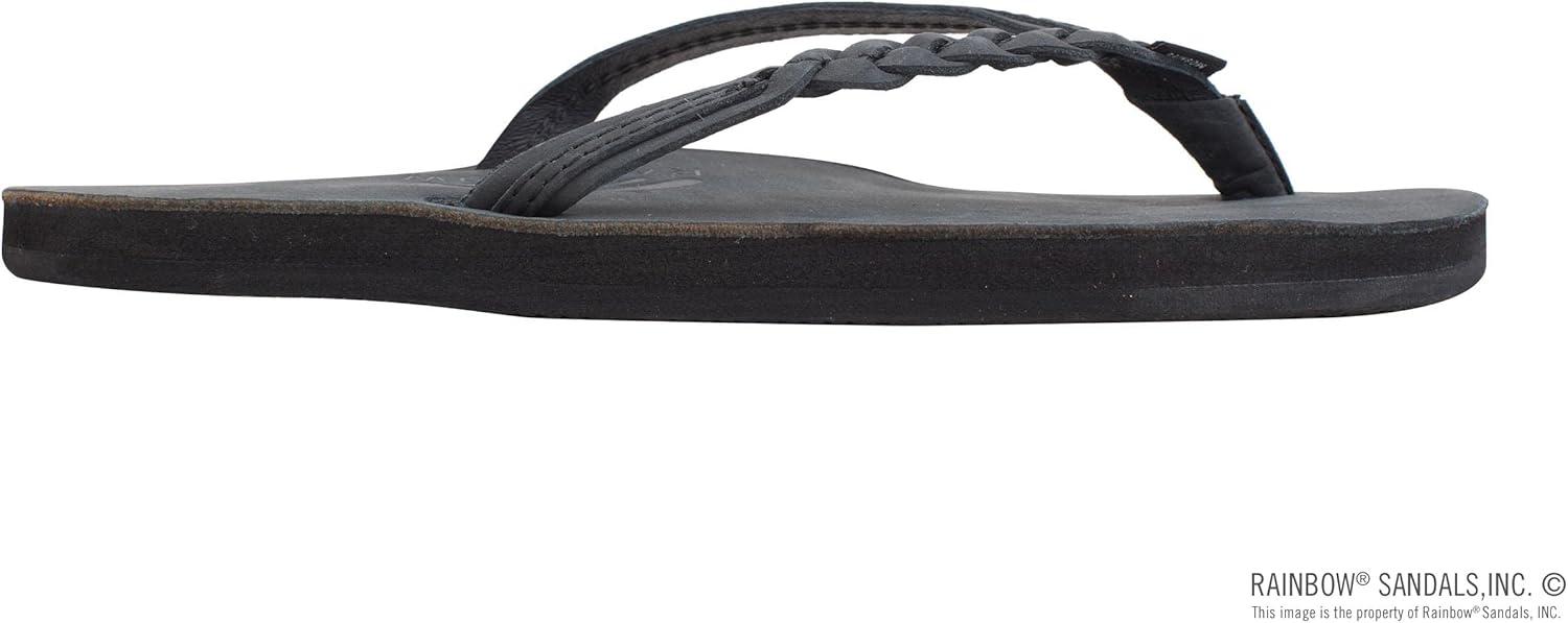 Rainbow Sandals Women’s Flirty Braidy Premier Leather w/Single Braided Strap(Premier Black)
