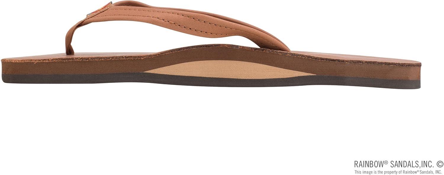 Rainbow Sandals Women’s Single Layer Leather Sandal Narrow Strap(Tan/Brown)