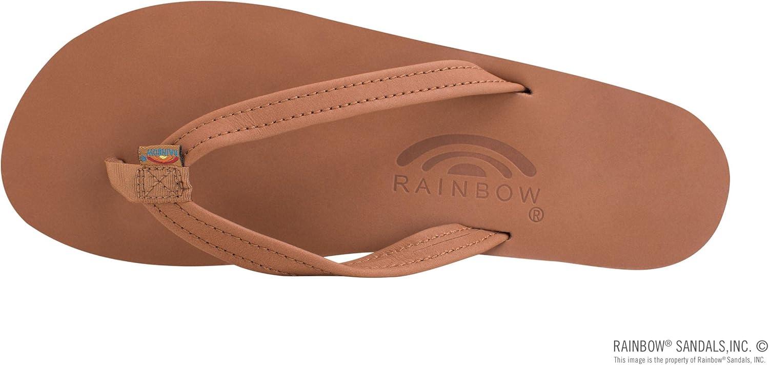 Rainbow Sandals Women’s Single Layer Leather Sandal Narrow Strap(Tan/Brown)