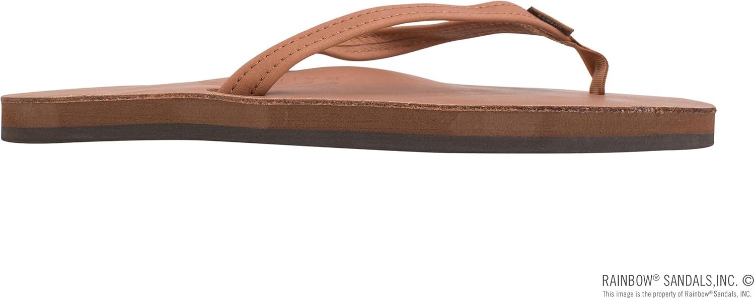 Rainbow Sandals Women’s Single Layer Leather Sandal Narrow Strap(Tan/Brown)
