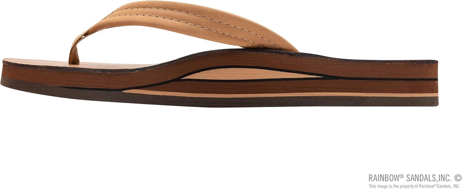 Rainbow Sandals Ladies Luxury Leather – Double Layer Arch Support with 3/4″ Medium Straps(Buckskin)
