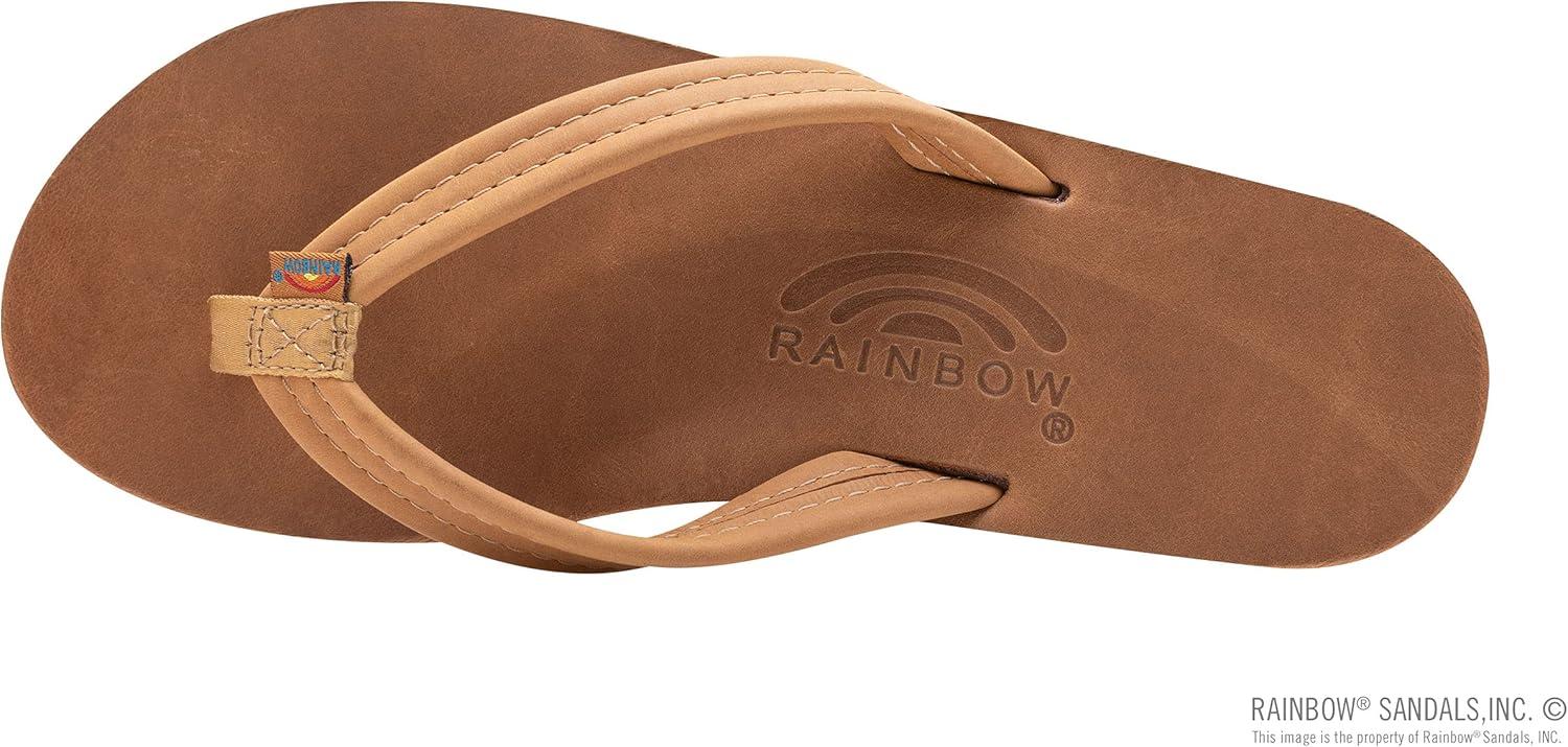 Rainbow Sandals Ladies Luxury Leather – Double Layer Arch Support with 3/4″ Medium Straps(Buckskin)
