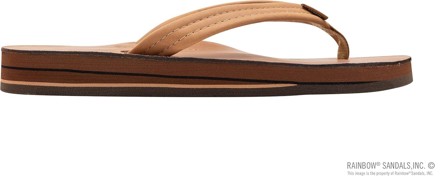 Rainbow Sandals Ladies Luxury Leather – Double Layer Arch Support with 3/4″ Medium Straps(Buckskin)