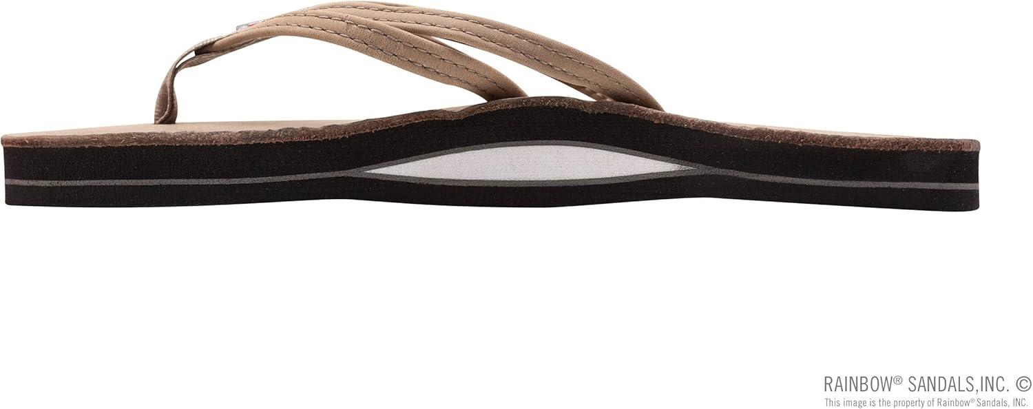 Rainbow Sandals Ladies The Sand Piper Luxury Leather – Single Layer Arch w/Double Narrow 1/3″ Strap(Stone Grey)