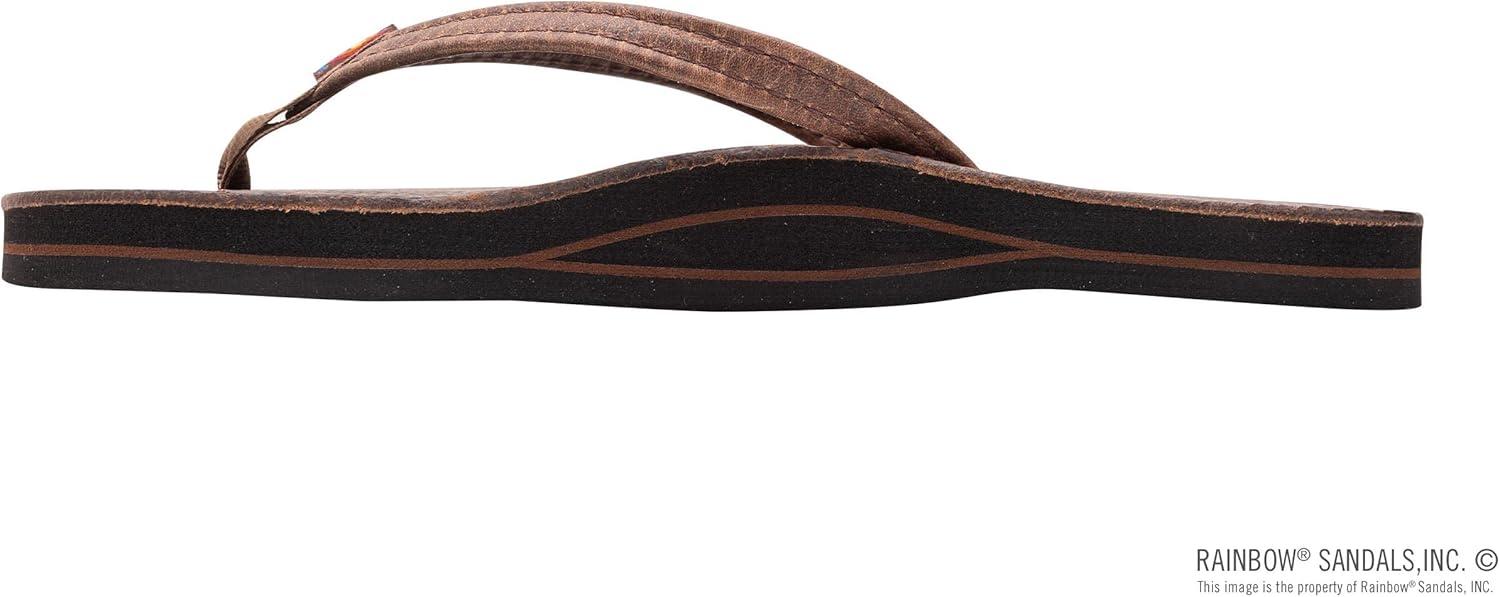 Rainbow Sandals Ladies Luxury Leather – Single Layer Arch Support With 1/2″ Narrow Strap(Oak)