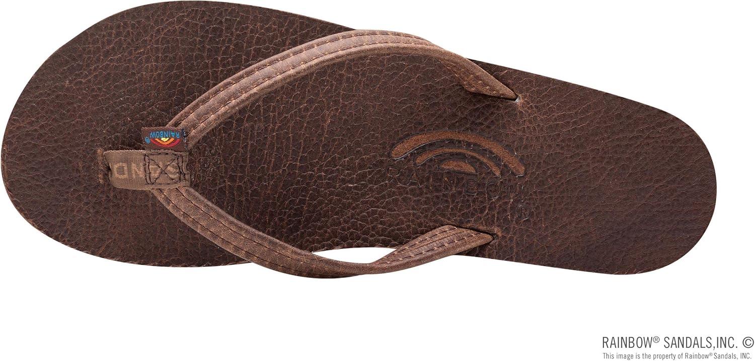 Rainbow Sandals Ladies Luxury Leather – Single Layer Arch Support With 1/2″ Narrow Strap(Oak)