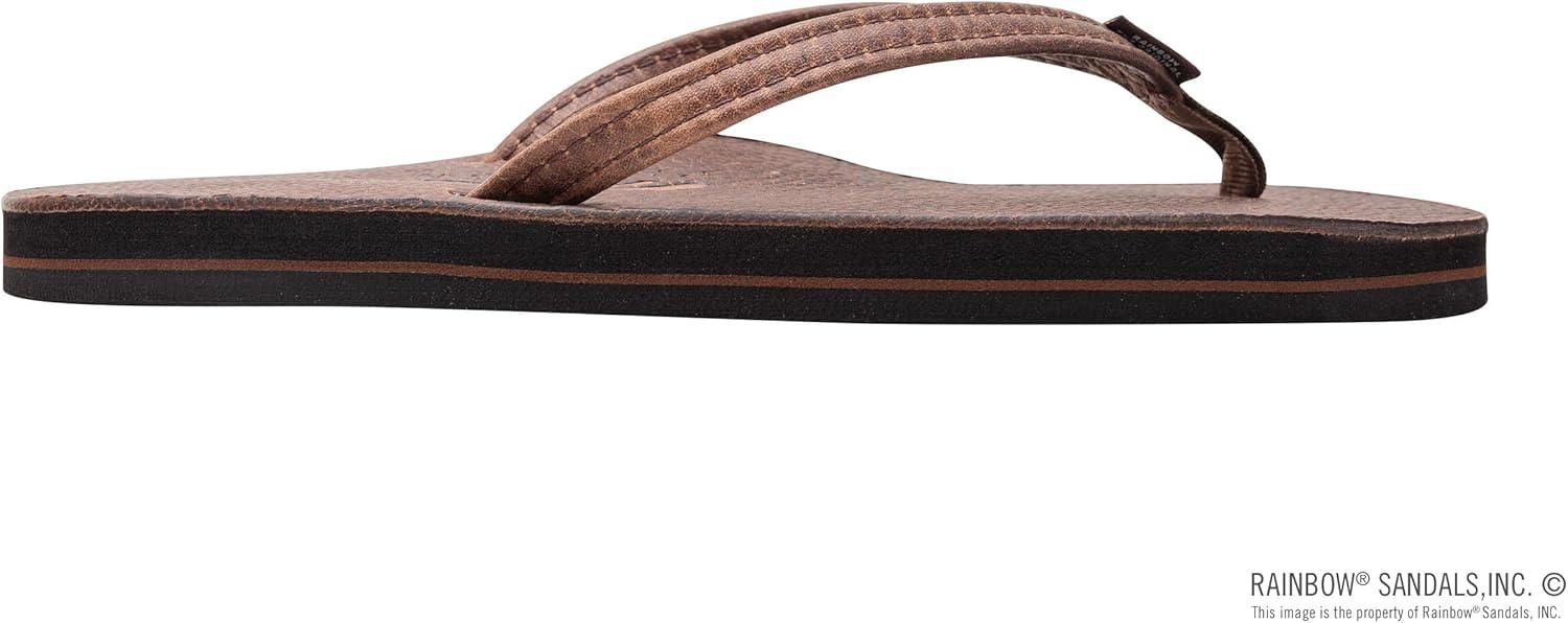 Rainbow Sandals Ladies Luxury Leather – Single Layer Arch Support With 1/2″ Narrow Strap(Oak)