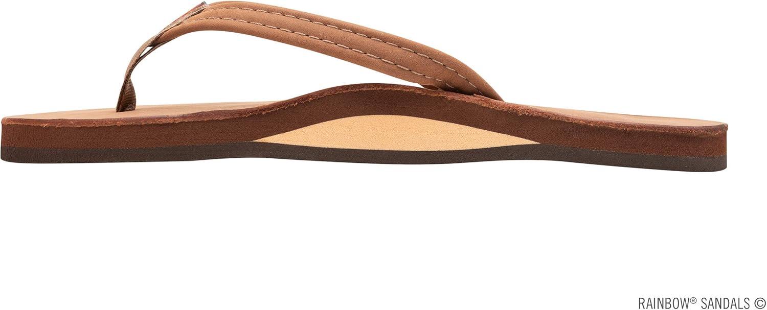 Rainbow Sandals Women’s Single Layer Leather Sandal Narrow Strap(Redwood)