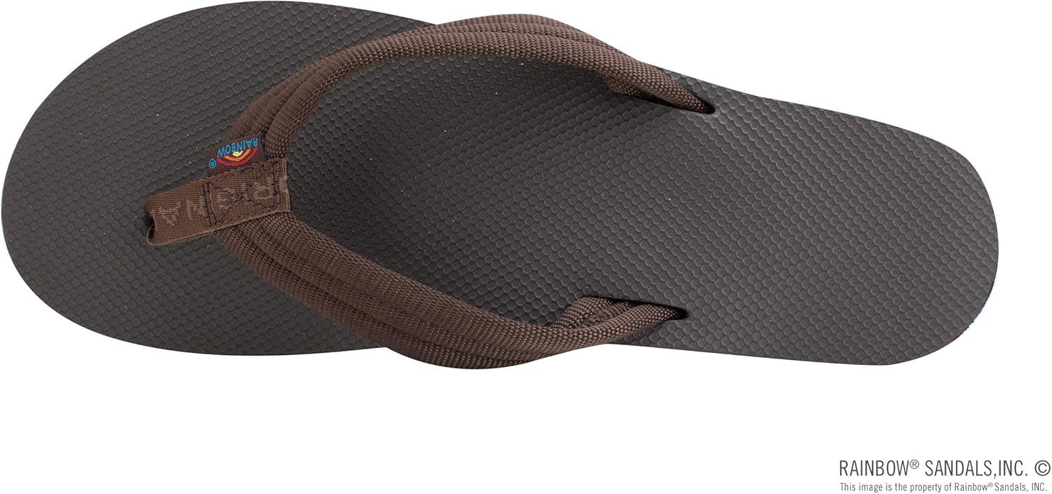 Rainbow Sandals Womens’s Double Layer Soft Top 1″ EVA Rubber Filled Nylon Strap(Brown)