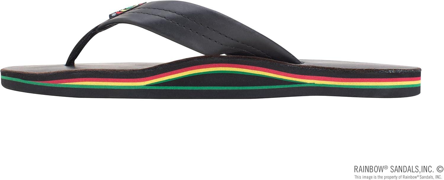 Rainbow Sandals Women’s Single Layer Premier Leather(Black/Rasta)