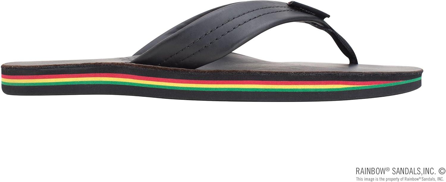 Rainbow Sandals Women’s Single Layer Premier Leather(Black/Rasta)