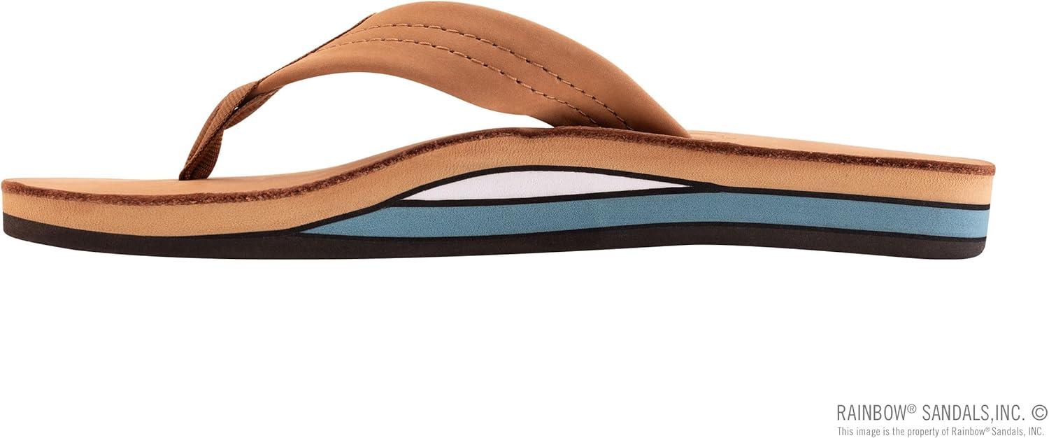 Rainbow Sandals Women’s Double Layer Wide Strap w/Arch(Premier Tan/Blue)