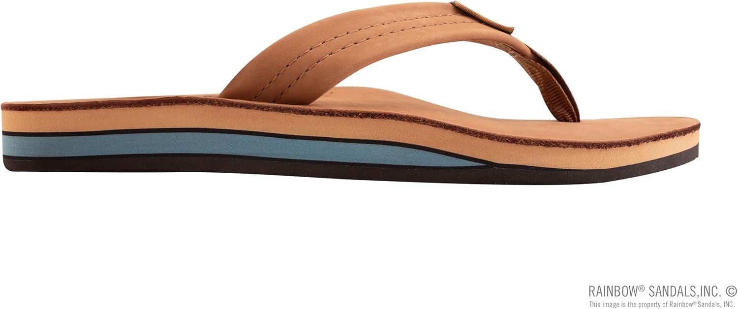Rainbow Sandals Women’s Double Layer Wide Strap w/Arch(Premier Tan/Blue)