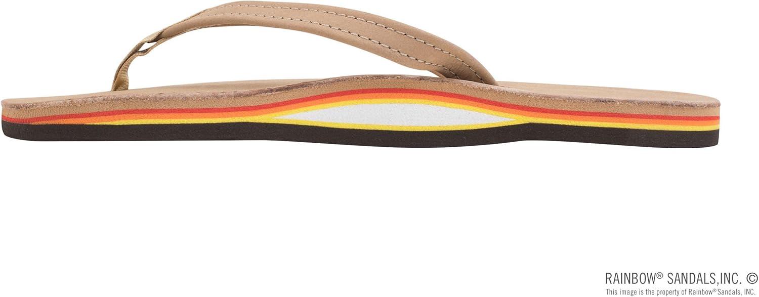 Rainbow Sandals Women’s Single Layer Leather Sandal Narrow Strap(Sierra Brown/Rainbow)