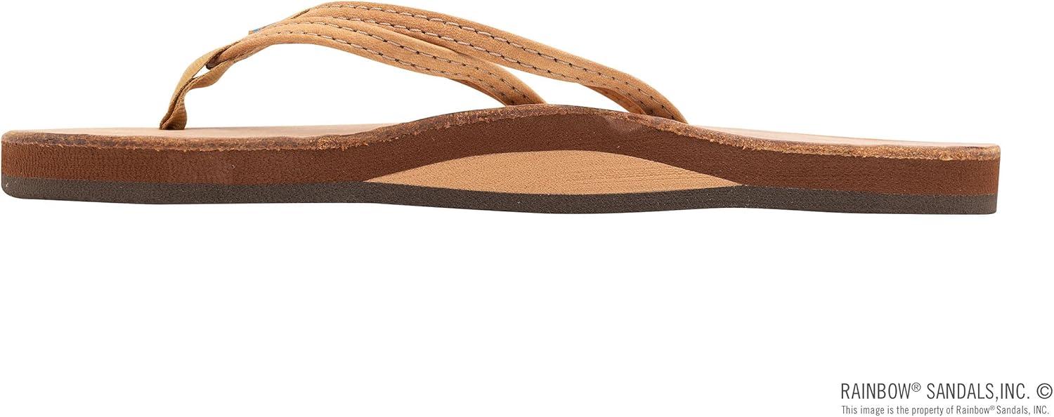 Rainbow Sandals Ladies The Sand Piper Luxury Leather – Single Layer Arch w/Double Narrow 1/3″ Strap(Buckskin)