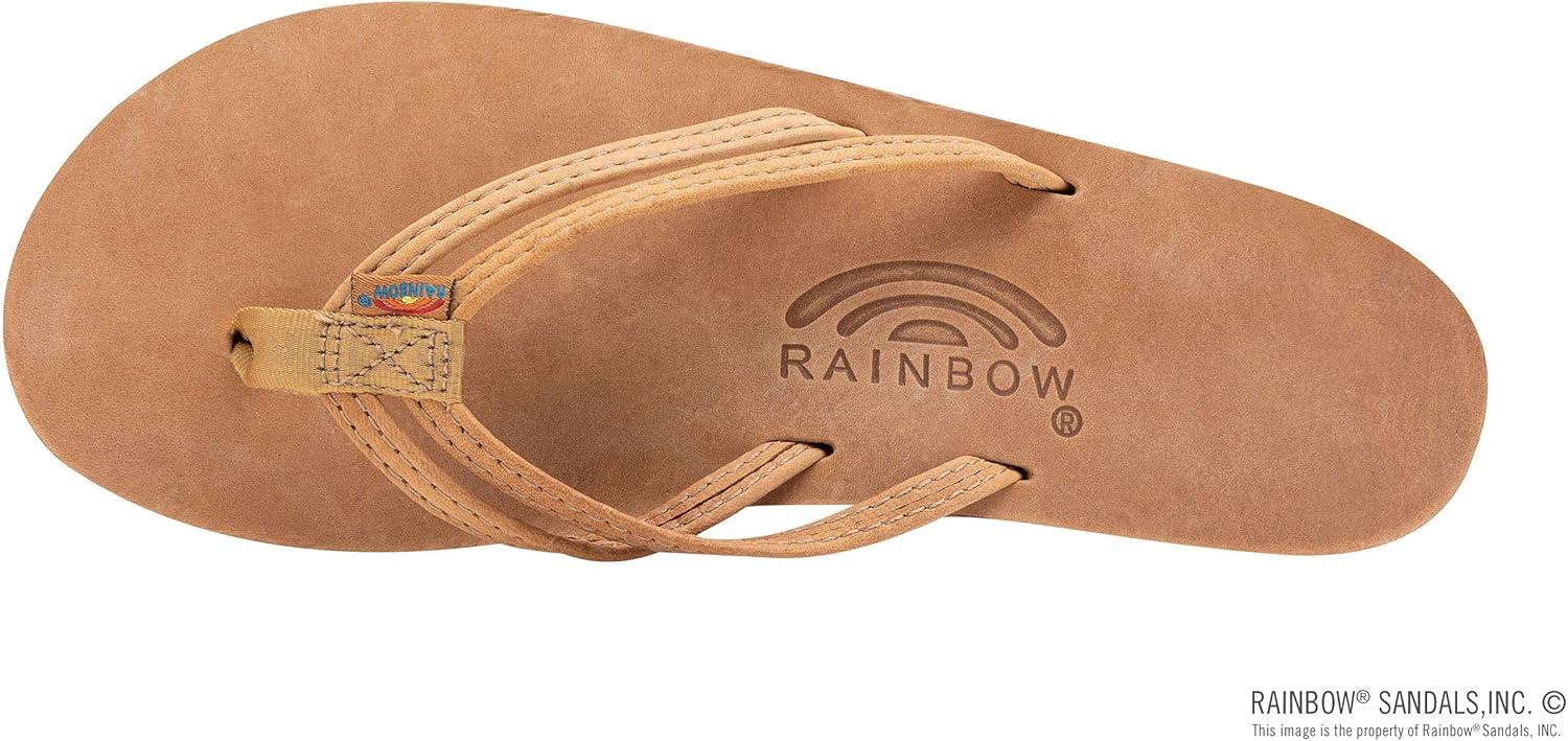 Rainbow Sandals Ladies The Sand Piper Luxury Leather – Single Layer Arch w/Double Narrow 1/3″ Strap(Buckskin)