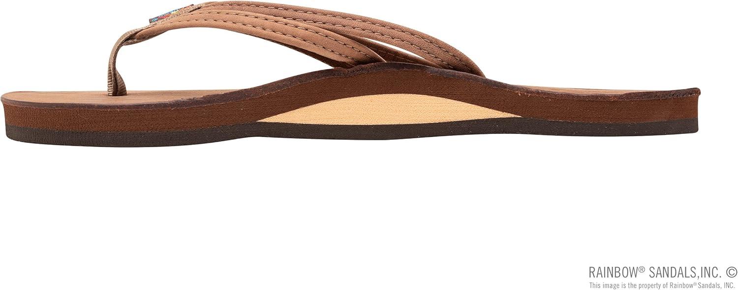 Rainbow Sandals Ladies The Sand Piper Luxury Leather – Single Layer Arch w/Double Narrow 1/3″ Strap(Nogales Wood)