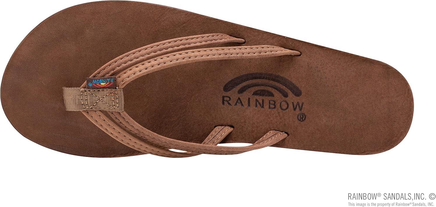 Rainbow Sandals Ladies The Sand Piper Luxury Leather – Single Layer Arch w/Double Narrow 1/3″ Strap(Nogales Wood)