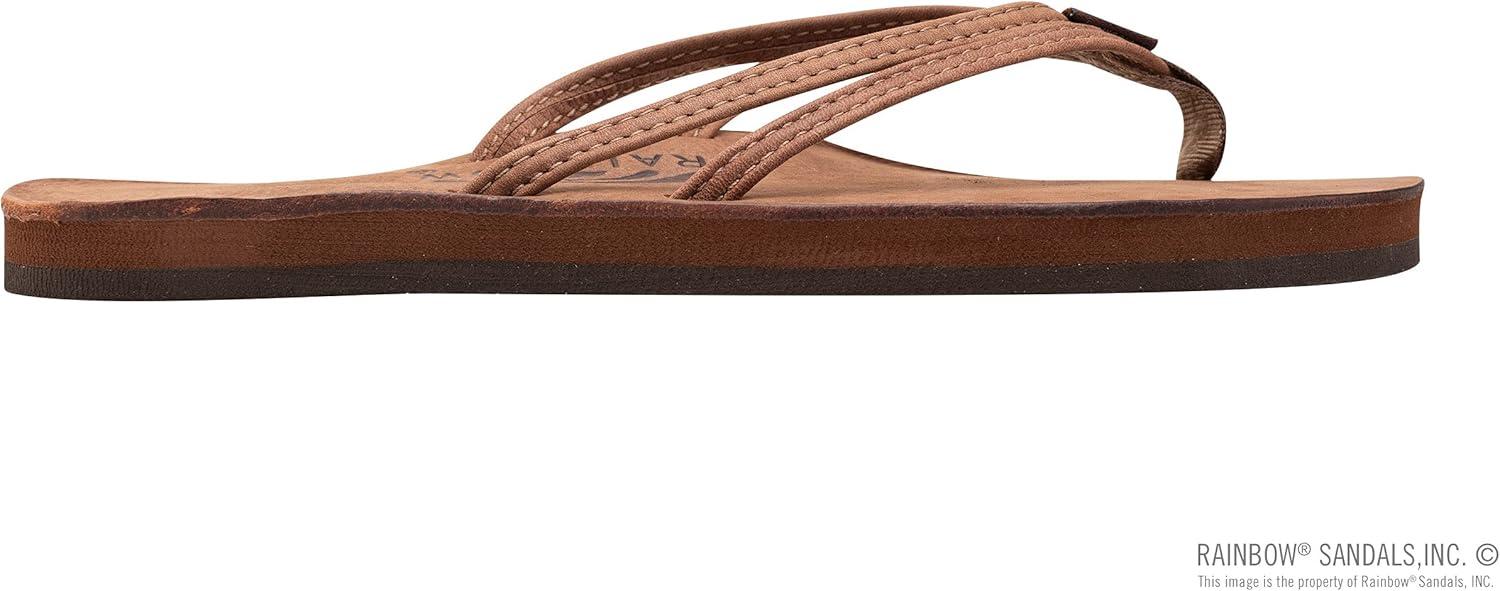 Rainbow Sandals Ladies The Sand Piper Luxury Leather – Single Layer Arch w/Double Narrow 1/3″ Strap(Nogales Wood)