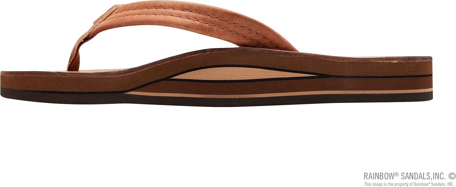 Rainbow Sandals Ladies Luxury Leather – Double Layer Arch Support with 3/4″ Medium Straps(Tahitian Tan)