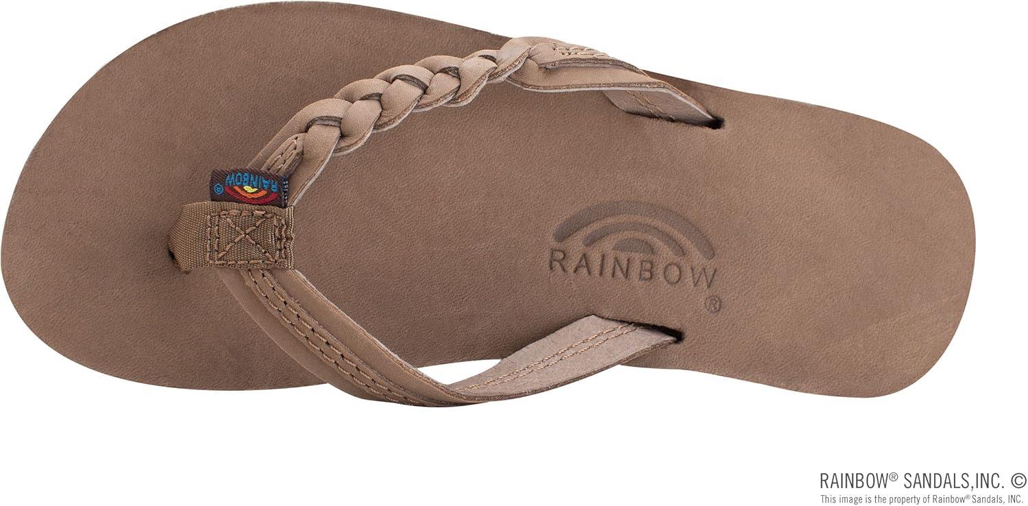 Rainbow Sandals Kid’s Single Layer Premier Leather Flirty Braidy(Dark Brown)