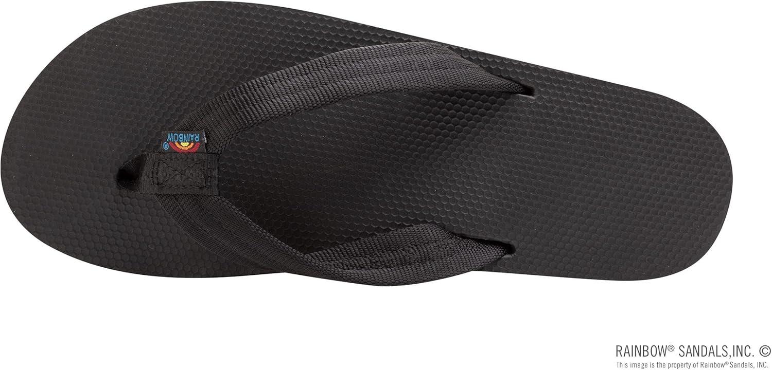 Rainbow Sandals Womens’s Double Layer Soft Top 1″ EVA Rubber Filled Nylon Strap(Black)