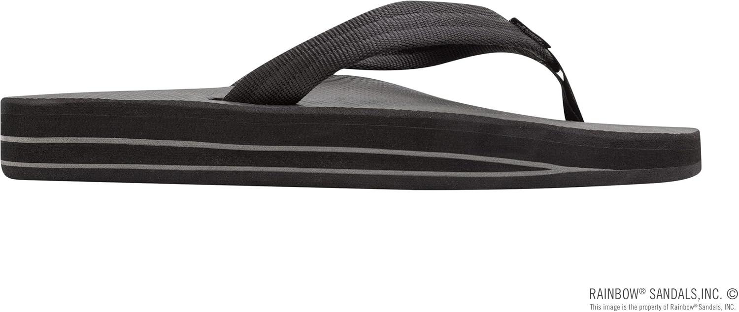 Rainbow Sandals Womens’s Double Layer Soft Top 1″ EVA Rubber Filled Nylon Strap(Black)