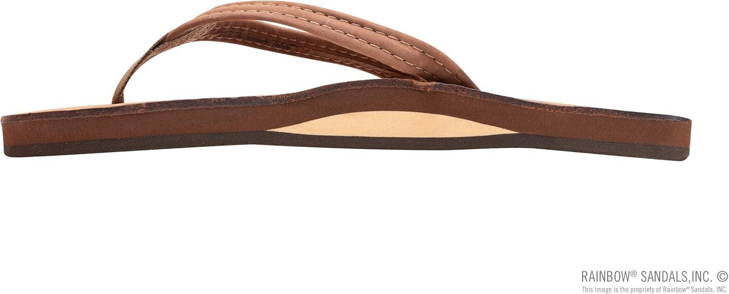 Rainbow Sandals Ladies Luxury Leather – Single Layer Arch Support With 1/2″ Narrow Strap(Nogales Wood)