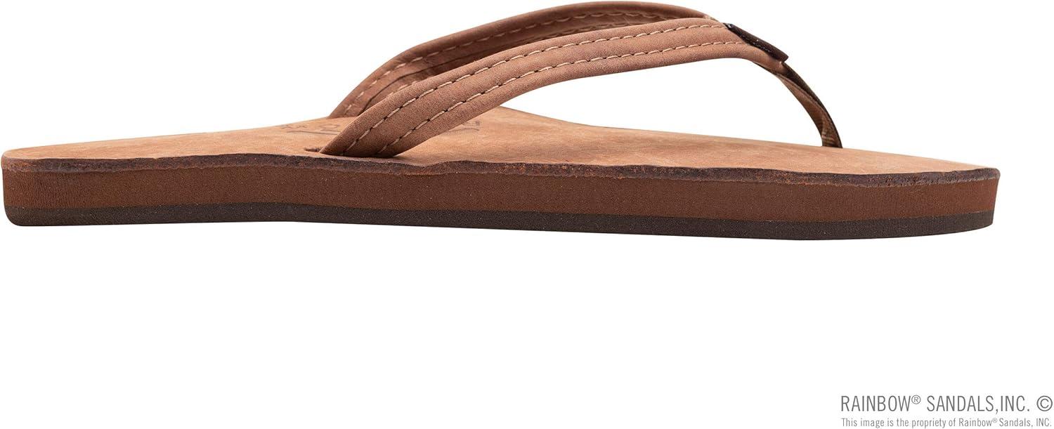 Rainbow Sandals Ladies Luxury Leather – Single Layer Arch Support With 1/2″ Narrow Strap(Nogales Wood)
