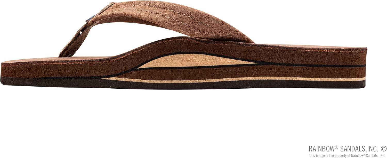 Rainbow Sandals Ladies Luxury Leather – Double Layer Arch Support with 3/4″ Medium Straps(Nogales Wood)