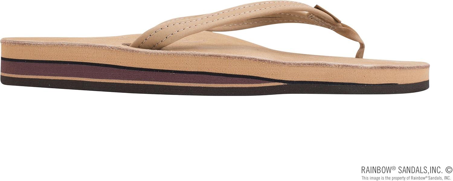 Rainbow Sandals Women’s Double Layer, Narrow Strap, Leather Sandals w/Arch(Sierra Brown)