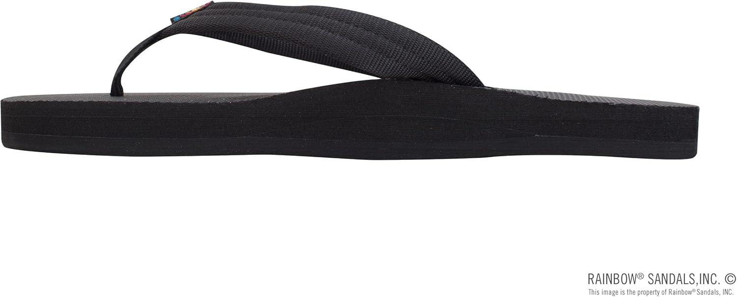 Rainbow Sandals Women’s Single Layer Classic Rubber w/EVA Filled Nylon Strap(Black)