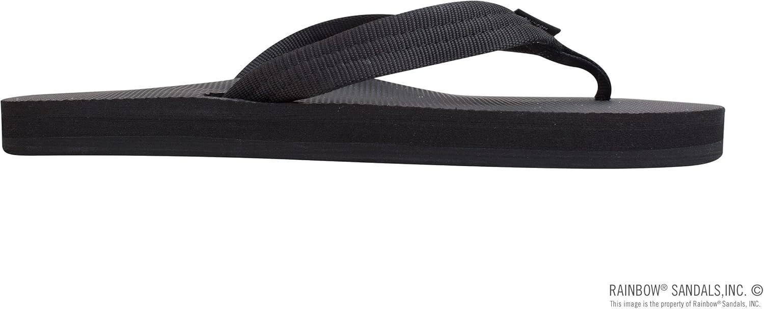 Rainbow Sandals Women’s Single Layer Classic Rubber w/EVA Filled Nylon Strap(Black)