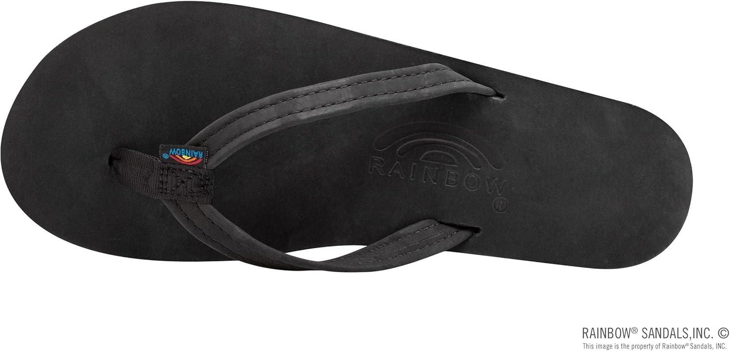 Rainbow Sandals Women’s Double Layer, Narrow Strap, Leather Sandals w/Arch(Premier Black)