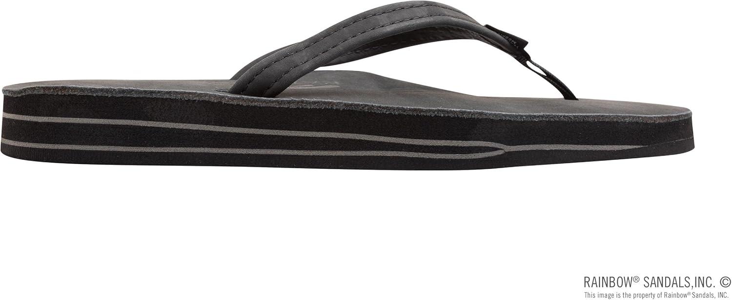 Rainbow Sandals Women’s Double Layer, Narrow Strap, Leather Sandals w/Arch(Premier Black)